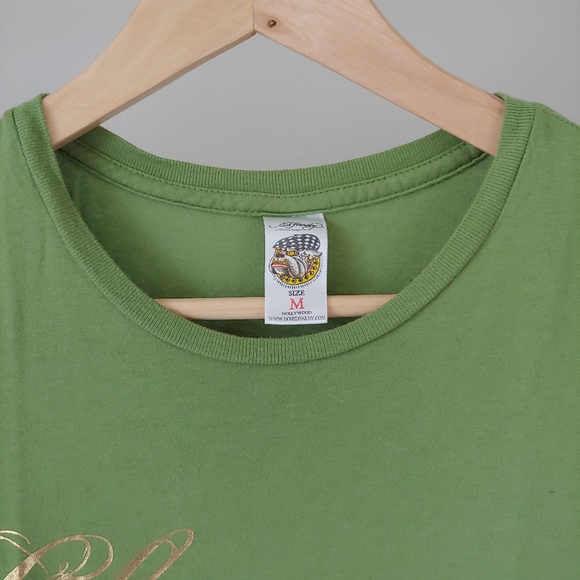 Ed Hardy Designs Short Sleeve T-Shirt Green Vintage Butterfly Size Medium - Picture 4 of 12